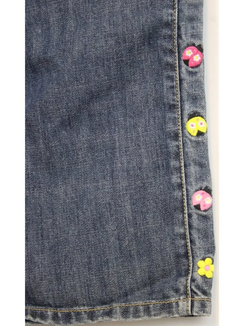 2009 Gymboree Pretty Lady Denim Bermuda Shorts sz 12 Embroidered Ladybugs Adjust